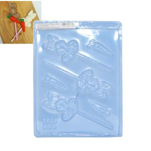 Forma em Acetato Pirulito Coelho 2 Com Cenoura Ref. 9898 com 6 cavidades BWB (01UND)