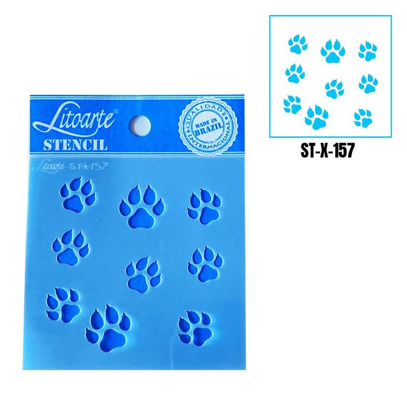 Stencil Simples de Acetato para Pintura 10x10cm Ref. ST-X-157 Estampa de Patas Litoarte (01 Unidade)