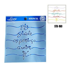 Stencil Simples de Acetato para Pintura 14x14cm Ref. STA-160 Paz, Saúde, Esperança, Amor e Fé Litoarte (01 Unidade)