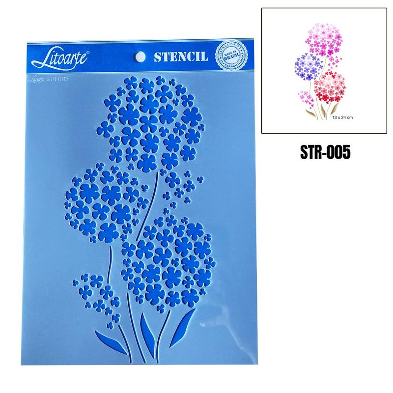 Stencil-Simples-de-Acetato-para-Pintura-20x25cm-Ref.-STR-005-Hortencias-Litoarte--01-Unidade-