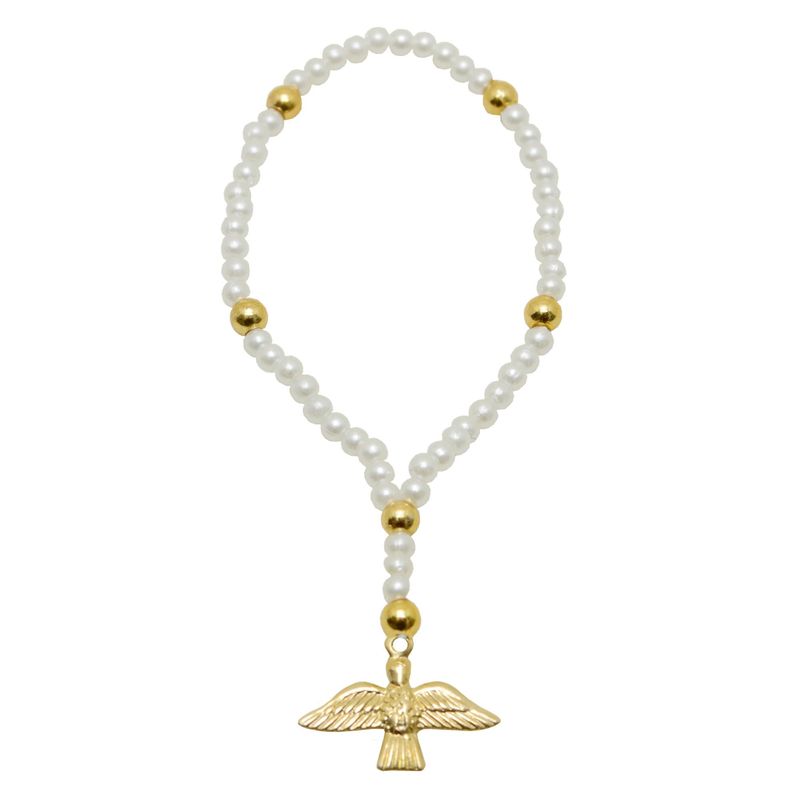 Terço Pai Nosso com Contas Peroladas e Douradas Ref. 13 (10UND)