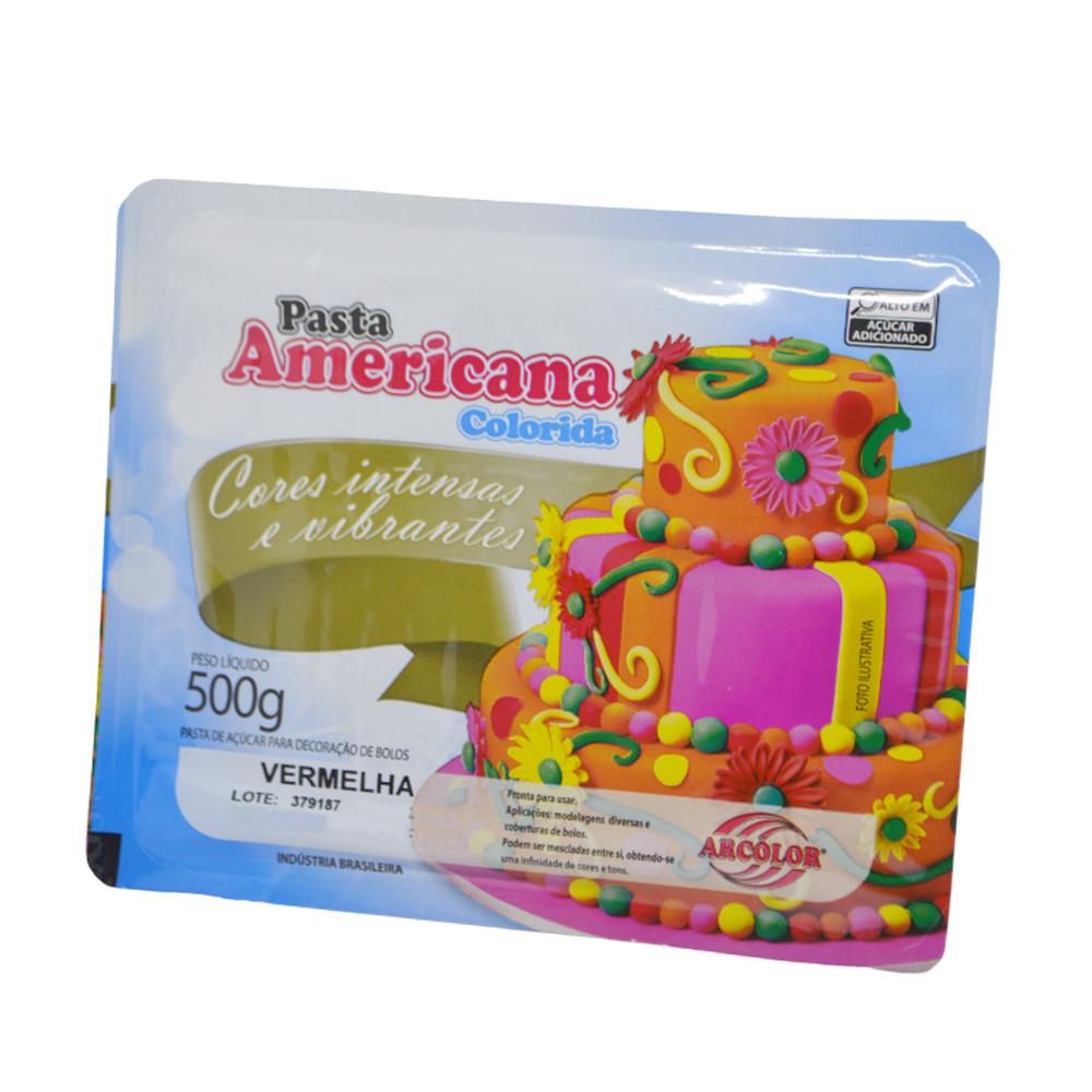 Pasta Americana Colorida Vermelha Arcólor (500 gramas) - Irmãos Haluli