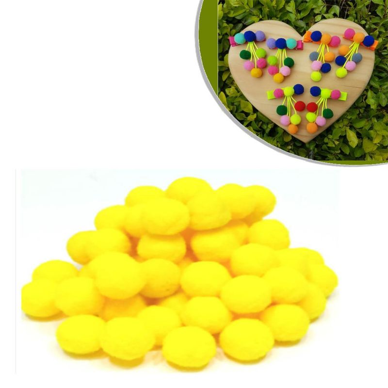 Enfeite-de-Tecido-Mini-Pompom-15cm-Amarelo-Art-Lille--100-unidades-
