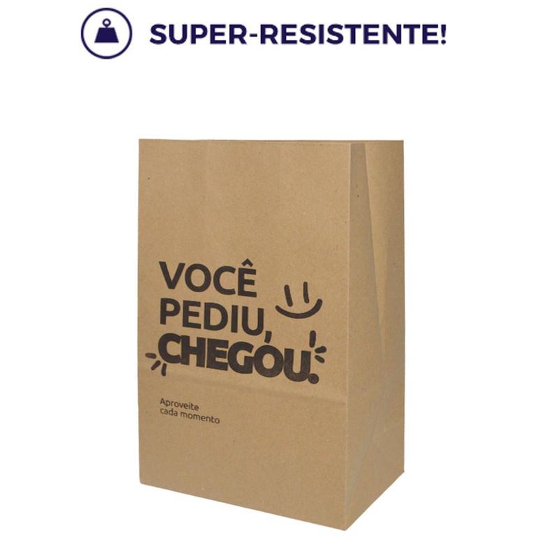 Saco de Papel Kraftt Delivery C/ Impressão P 32x18x12cm Dura Mais JP (50 unidades)