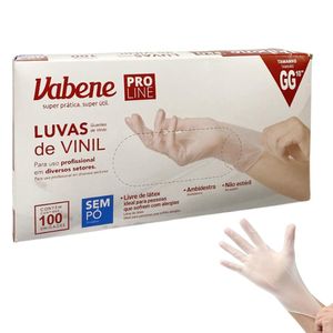 Luvas de Segurança em Vinil Sem Pó Tamanho GG 10" Vabene (100 Unidades)