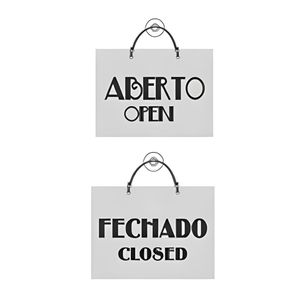 Placa Sinalização Aberto/Fechado Prata 15x20cm Emplac (1 unidade)