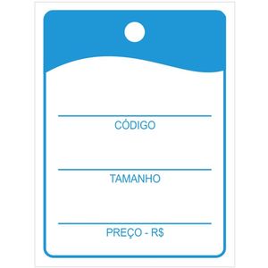 Tag (Etiqueta em Papel) Nº 3 Branca com Azul 3x4cm Artgraf (1000 unidades)