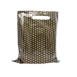 Bolsa Sorriso Preta com Bolas Douradas em Polipropileno 20x30cm Magnatech (50UND)