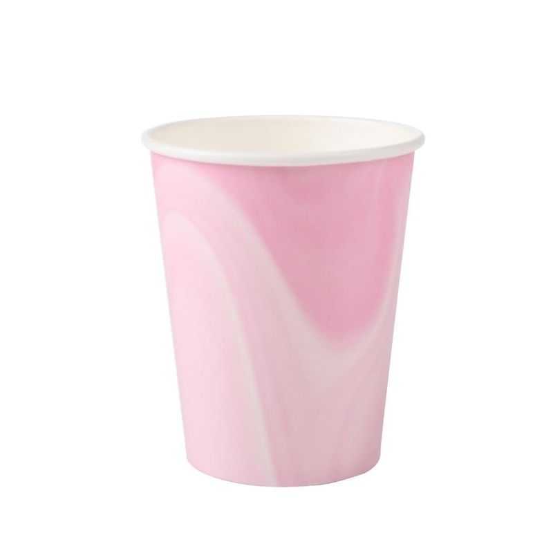 Copo-de-Papel-Marmorizado-Rosa-Bebe-270ml-Silver-Festas--8-unidades-