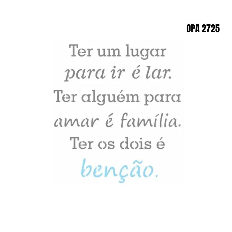 Stencil Simples de Acetato para Pintura 20x25cm Ref. OPA 2725 Frase Benção OPA Criando Arte (01 Unidade)