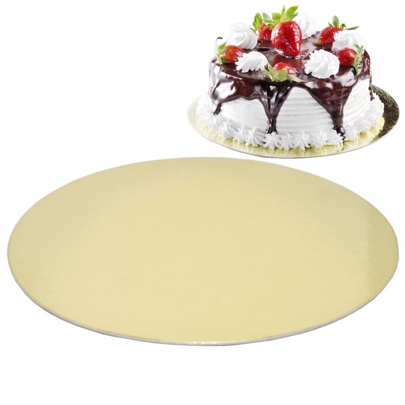 Base Laminada Clássica BCO Redonda 28cm para Doces na Cor Ouro Stalden Decor (01 unidade)