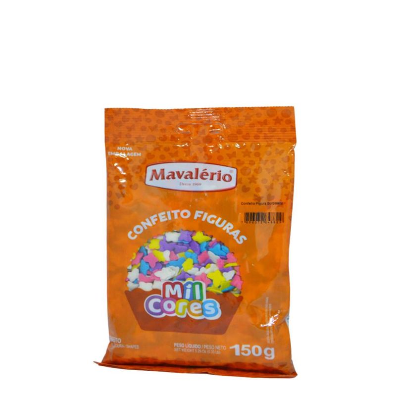 Confeito Figura Borbolerta Colorida Mil Cores Mavalério (150 gramas)