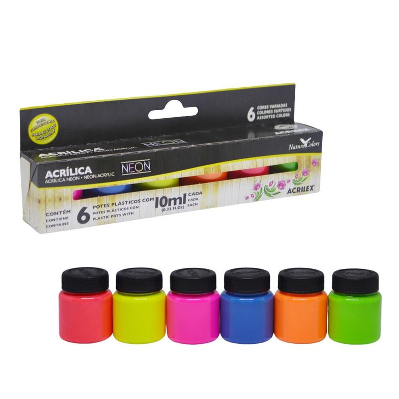 Tinta-Acrilica-Neon-Nature-Colors-C-6-Cores-10ml-Acrilex--06-unidades-