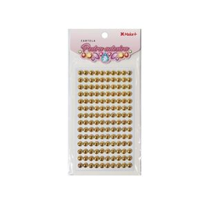 Cartela Meia Pérola Adesiva Ouro Metalizado 8mm Make + (140 Adesivos)