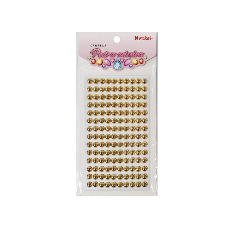 Cartela-Meia-Perola-Adesiva-Ouro-Metalizado-8mm-Make----140-Adesivos-