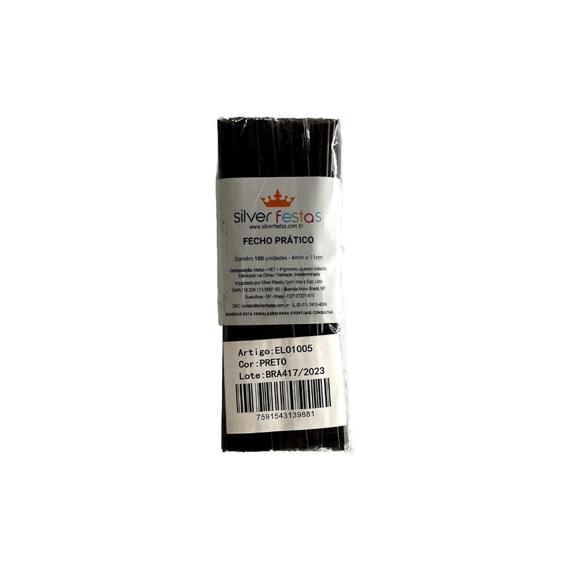 Fecho-Pratico-Liso-Preto-04x11cm-Silver-Festas--100-Unidades-