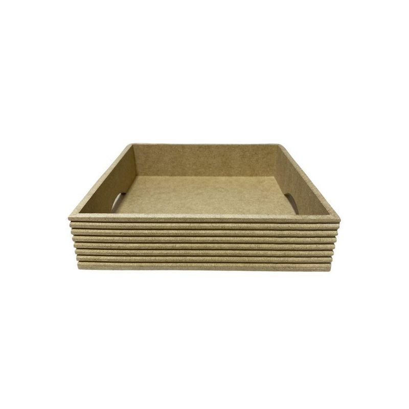 Bandeja de MDF Quadrada C/ Rasgo e Friso 20x20x5cm Ref.: LJ603 LJ Artesanatos (01 Unidade)