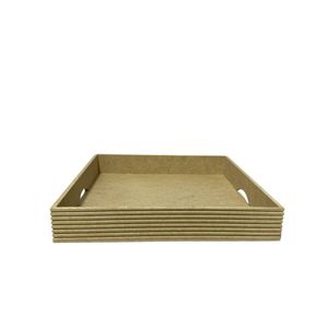 Bandeja de MDF Quadrada C/ Rasgo e Friso 30x30x5cm Ref.: LJ605 LJ Artesanatos (01 Unidade)
