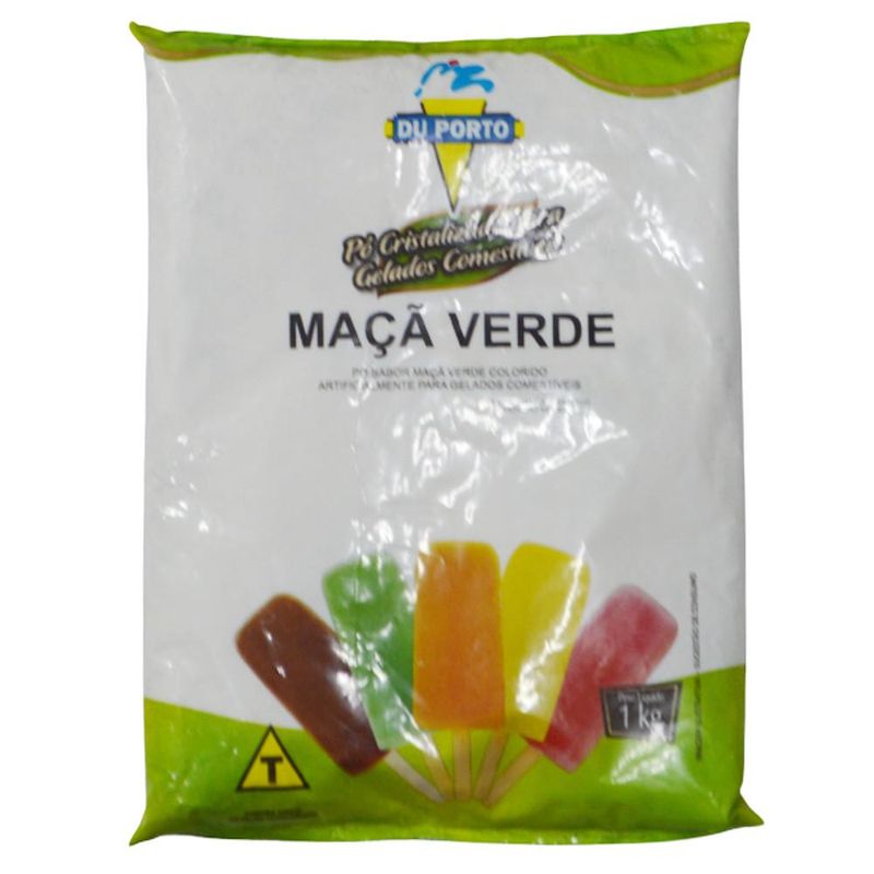 Pó Cristalizado P/ Gelados Comestíveis Sabor Maçã Verde Du Porto (1kg)