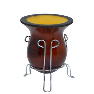 Cuia Bago de Touro Liso C/ Suporte Cuias Arte Couro (1 unidade)