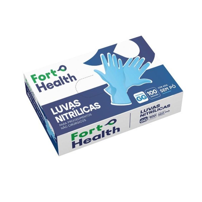 Luvas Nitrílica Azul Tamanho GG Fort Health Fort Flex (100 unidades)