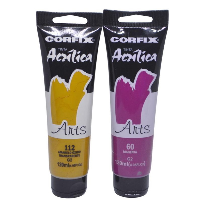 Tinta Acrílica Arts Bisnaga 120ml G2 Corfix (01 unidade)-112-amarelo-oxido-transparente