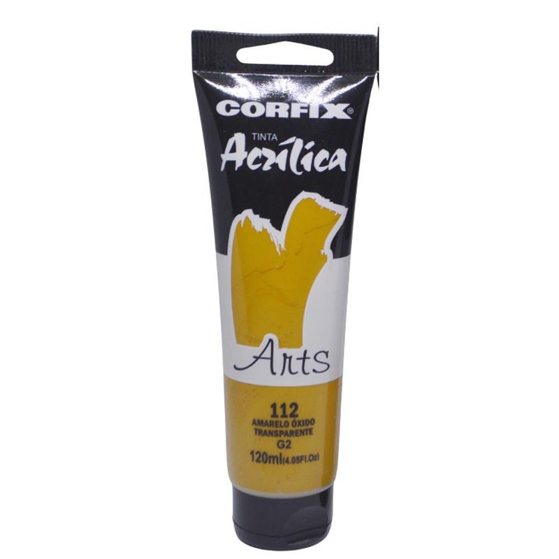 Tinta Acrílica Arts Bisnaga 120ml G2 Corfix (01 unidade)-112-amarelo-oxido-transparente