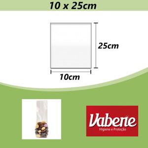 Saco PP Liso Transparente N.º 4 10x25cm Vabene (50 unidades)