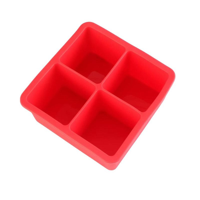 Forma de Gelo Quadrado 4 furos de Silicone Vermelho Rio Tijuca (1 unidade).