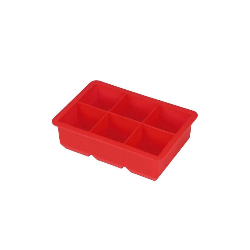 Forma de Gelo Quadrado 6 furos de Silicone Vermelho Rio Tijuca (1 unidade).