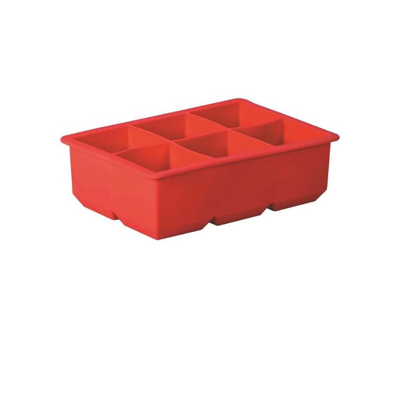 Forma de Gelo Quadrado 6 furos de Silicone Vermelho Rio Tijuca (1 unidade).