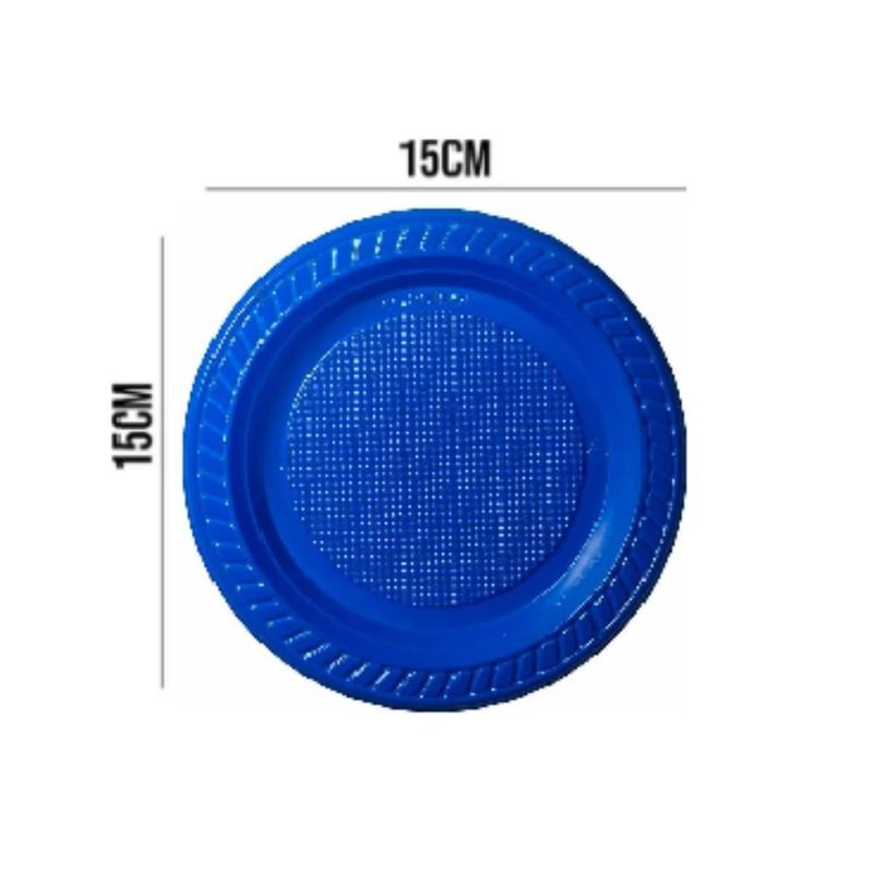 Prato Descartável Azul Redondo 15cm Copobrás (10 Unidades).