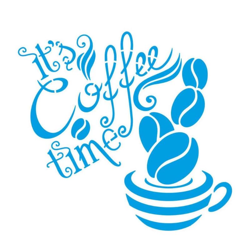 Stencil Simples de Acetato para Pintura 14x14cm Ref. STA-183 Art Its Coffe Time Litoarte (01 Unidade).
