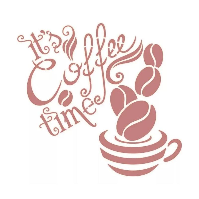 Stencil Simples de Acetato para Pintura 14x14cm Ref. STA-183 Art Its Coffe Time Litoarte (01 Unidade).