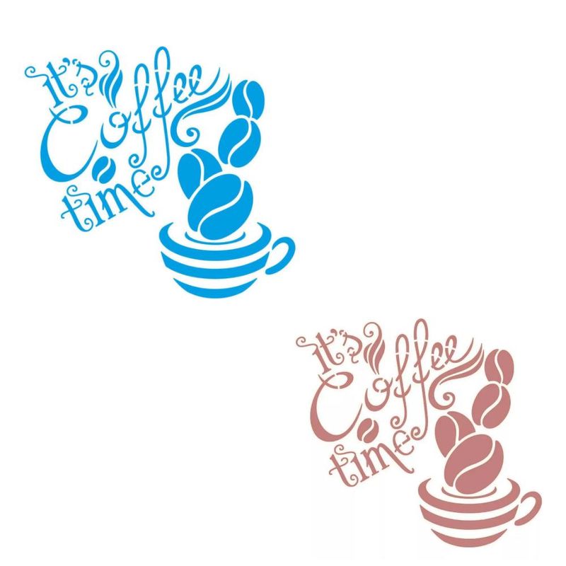 Stencil Simples de Acetato para Pintura 14x14cm Ref. STA-183 Art Its Coffe Time Litoarte (01 Unidade).