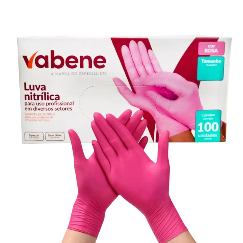 Luvas-Nitrilicas-Rosa-Tamanho-P-7--Vabene--100-unidades-