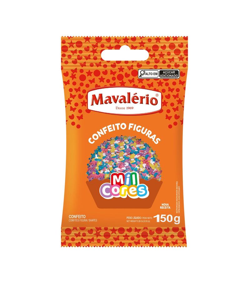 Confeito Figura Borbolerta Colorida Mil Cores Mavalério (150 gramas)
