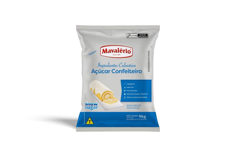 Açúcar de Confeiteiro Impalpável Snow Sugar Mavalério (1KG)