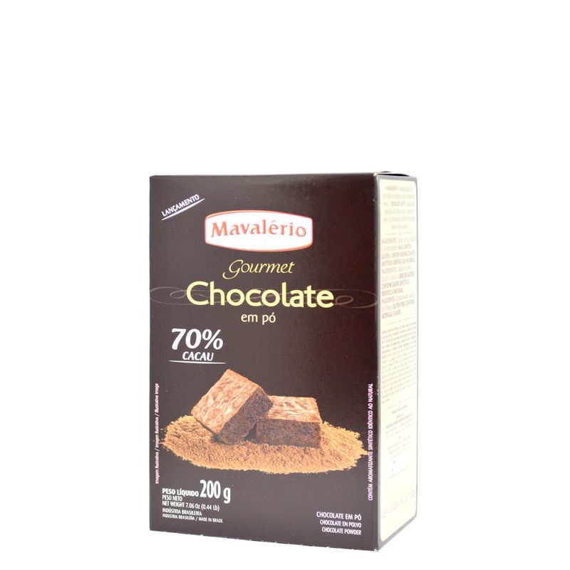 Chocolate Gourmet em Pó (70% Cacau) Solúvel Mavalério (200 gramas)