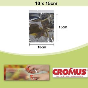 Saco Adesivo Metalizado 10x15+3cm Cromus (100 unidades)