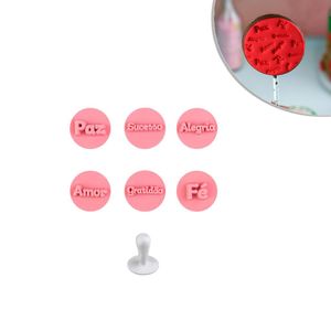 Kit Carimbos Desejos 2cm Rosa Bebê Ref.: 23092205 Blue Star (07 peças)