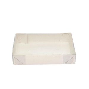 Caixa de Papel Kraft Branca com Tampa Transparente para 15 Doces Básica Ref. C4654 Ideia (01 unidade)