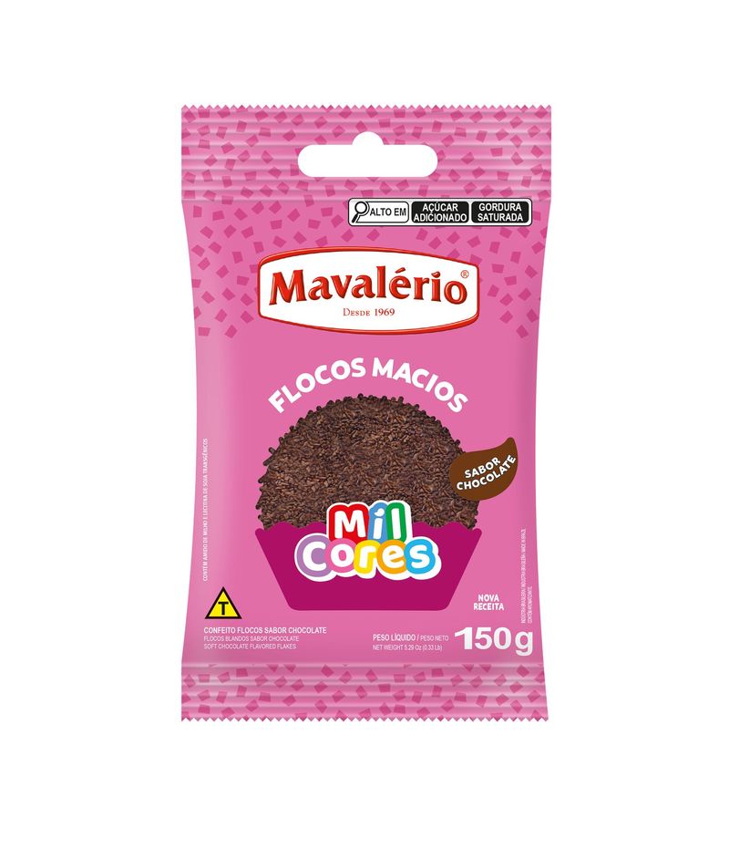 Confeito-Flocos-Macios-Sabor-Chocolate-Mil-Cores-Mavalerio--150-gramas-