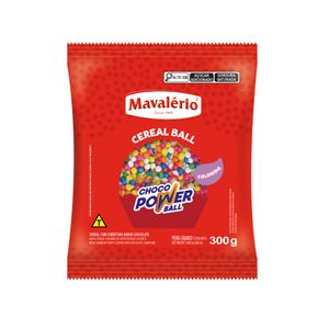 Cereal Ball C/ Cobertura Sabor Chocolate Colorido Choco Power Ball Micro Mavalério (300 gramas)