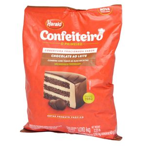Cobertura Confeiteiro Fracionada Gotas Sabor Chocolate ao Leite Harald (1,010kg)