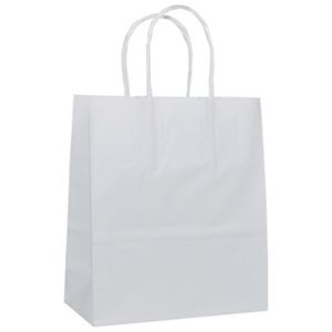 Sacola para Presente de Papel Kraft 21.5x15x8cm Tamanho P Branca Cromus (01 unidade)
