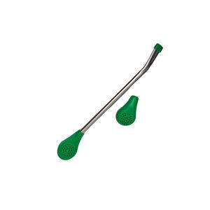 Bomba para Chimarrão de Inox com Bojo Duplo Verde Aports (1 unidade)