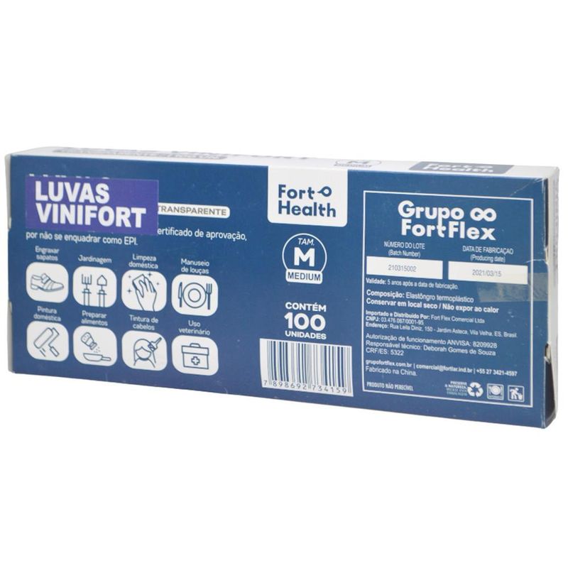 Luvas-de-Seguranca-Vinifort-Transparente-Tamanho-M-Sem-Po-Fort-Healt-Fort-Flex--100-unidades-