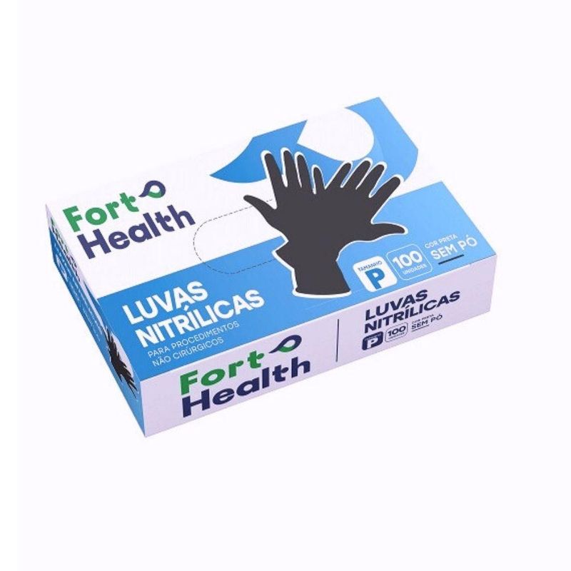 Luvas-de-Seguranca-Nitrilica-Sem-Po-Tamanho-P-Cor-Preta-Fort-Health-Fort-Flex--100-unidades-