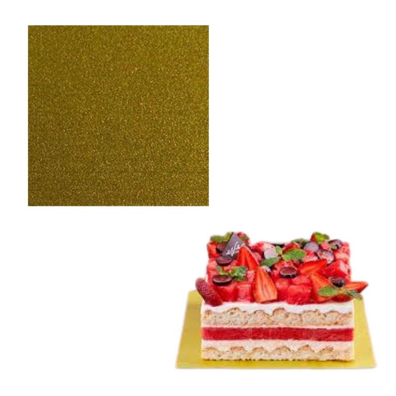 Cakeboard de MDF Quadrado C/ Glitter Ouro 30x30cm Ref.: 3801022 Royal Brazil (01 Unidade)